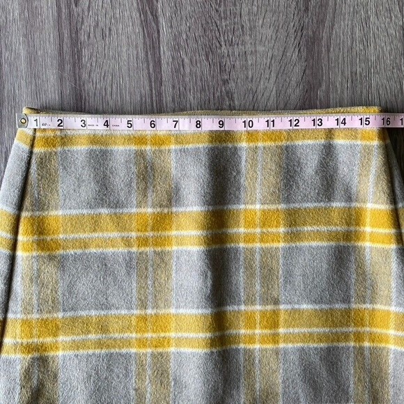 Loft Women's Yellow Gray Plaid Wool Blend Mini Fully Lined Side Zip Skirt Size 6 - Picture 9 of 11